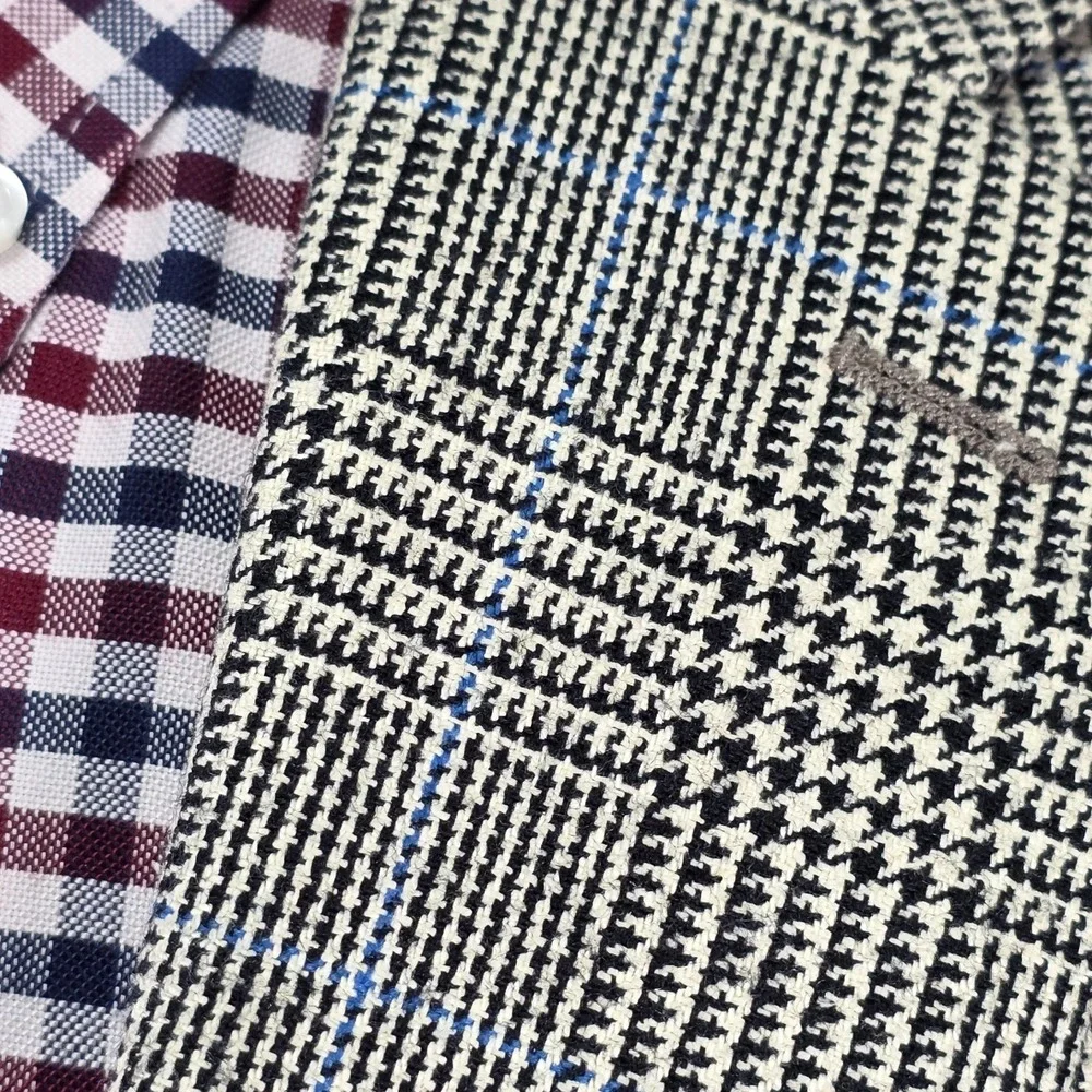 Lauren Ralph Lauren Men's Sport Coat Blazer Two Button Beige Plaid Silk Wool 48R
